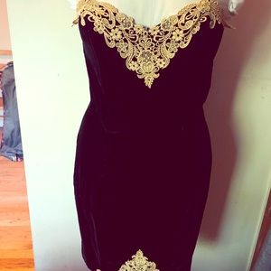 Short Black and Gold Vintage Dress